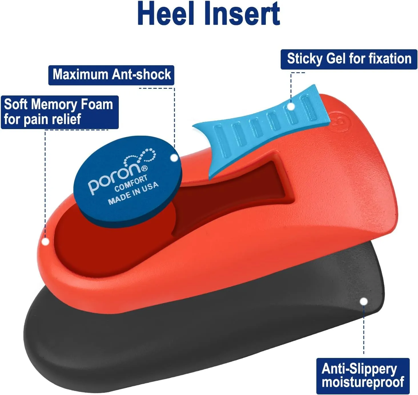 3/4 High Support Arch Orthopedic Insoles Heel Poron Shock Absorbing Insole, Relief Plantar Fasciitis, Flat Feet, Metatarsal Pain, Heel Pain Men Women EU 39-46 Red Pu yellow Fabric