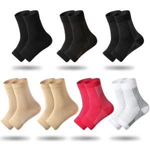 7 Pairs Compression Foot Sleeves Ankle Compression Socks for Foot and Heel Pain Relief for Everyday Use with Arch Support Men and Women (Size L, Size XL) Size L, Size XL
