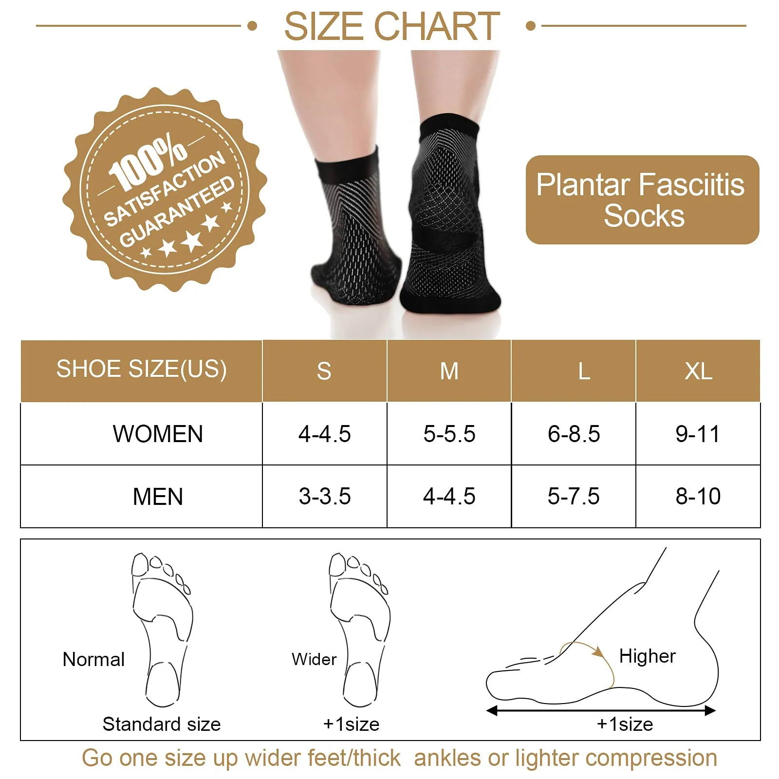 7 Pairs Compression Foot Sleeves Ankle Compression Socks for Foot and Heel Pain Relief for Everyday Use with Arch Support Men and Women (Size L, Size XL) Size L, Size XL