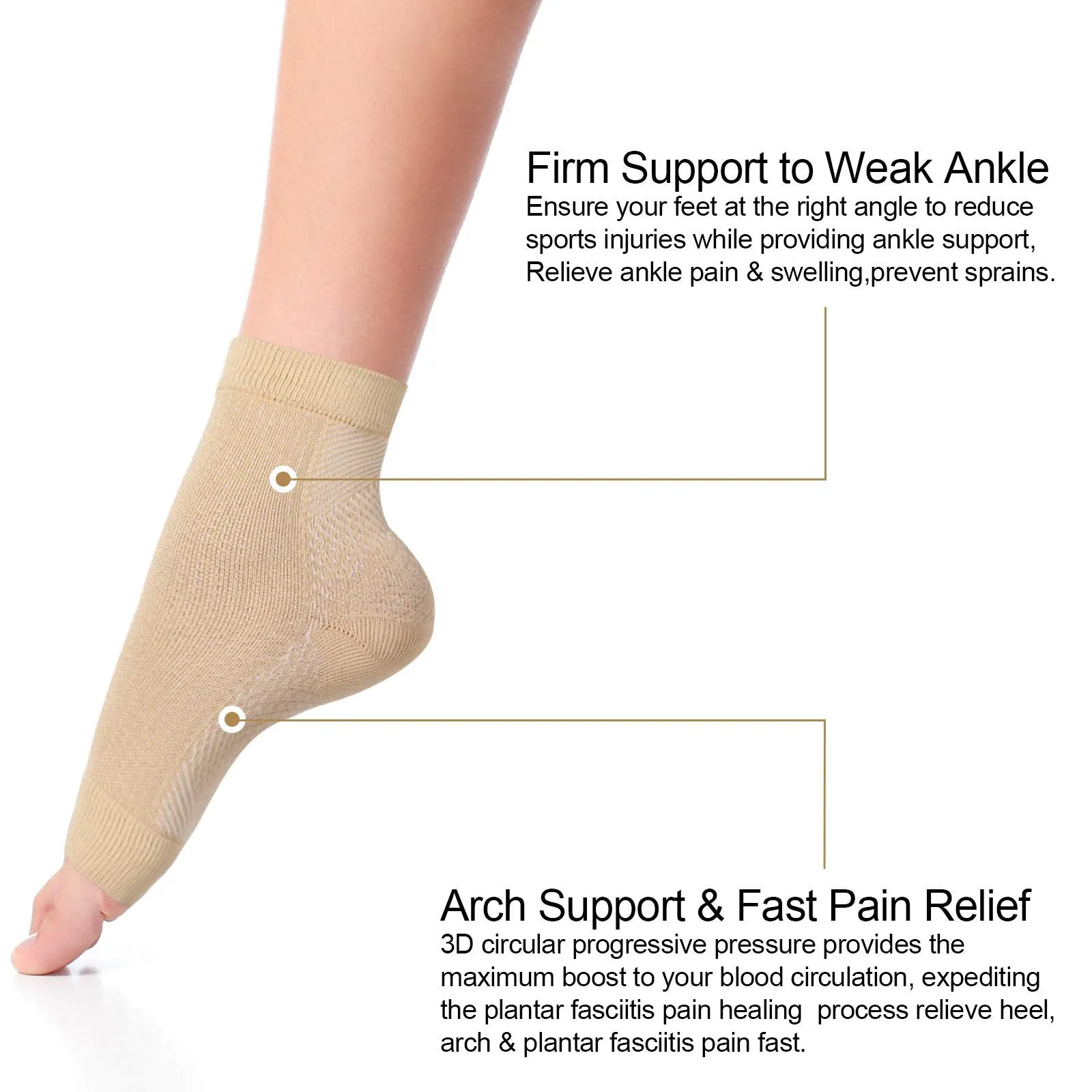 7 Pairs Compression Foot Sleeves Ankle Compression Socks for Foot and Heel Pain Relief for Everyday Use with Arch Support Men and Women (Size L, Size XL) Size L, Size XL