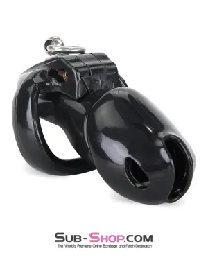 7869M      Hard Up Cock Cage Chastity with Lead Ring – Black with Medium Cock Ring