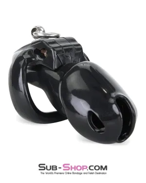 7869M-SIS      Hard Up Cock Cage Sissy Chastity with Lead Ring – Black with Medium Cock Ring