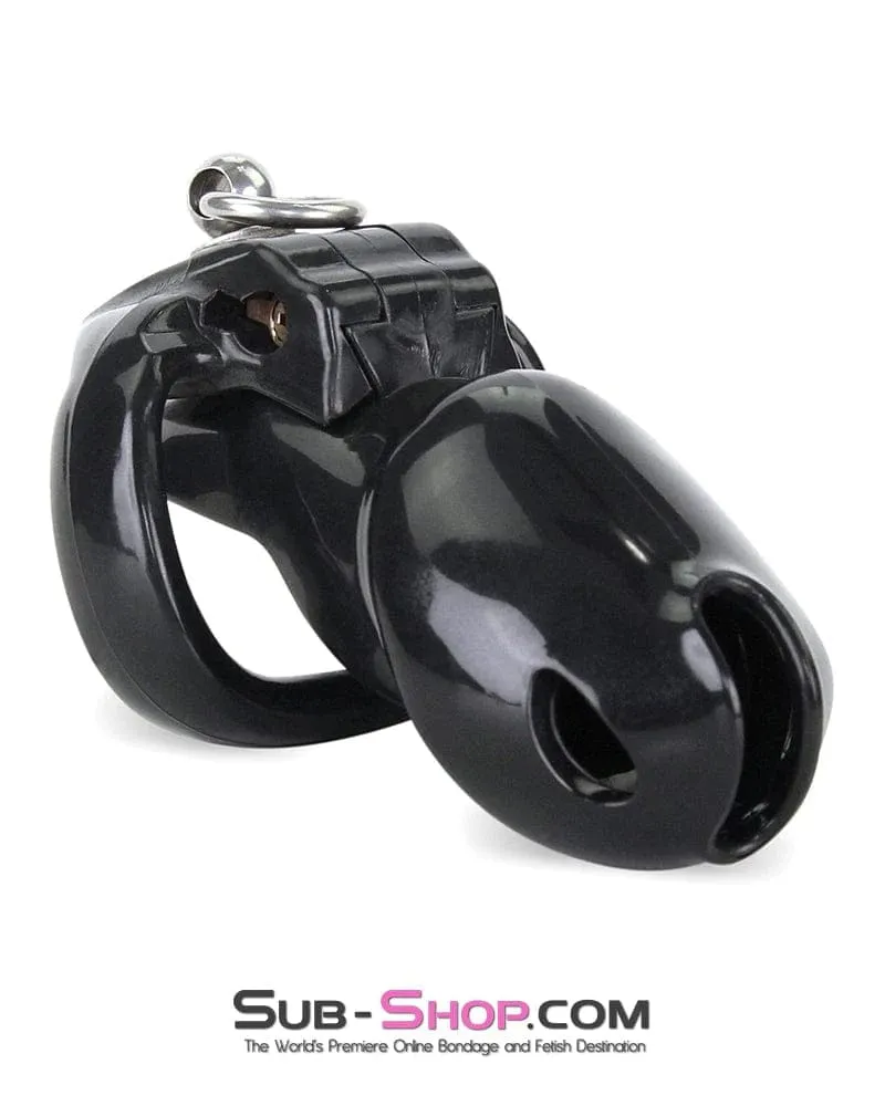 7869M-SIS      Hard Up Cock Cage Sissy Chastity with Lead Ring – Black with Medium Cock Ring