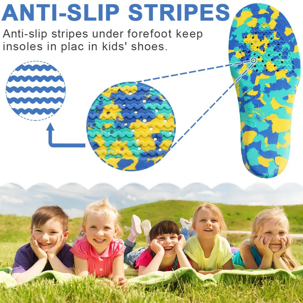 Ailaka Kids Orthotic Cushioning Arch Support Shoe Insoles, Children EVA Foam Inserts for Flat Feet, Plantar Fasciitis 2.5-5.5 M US Little Kid