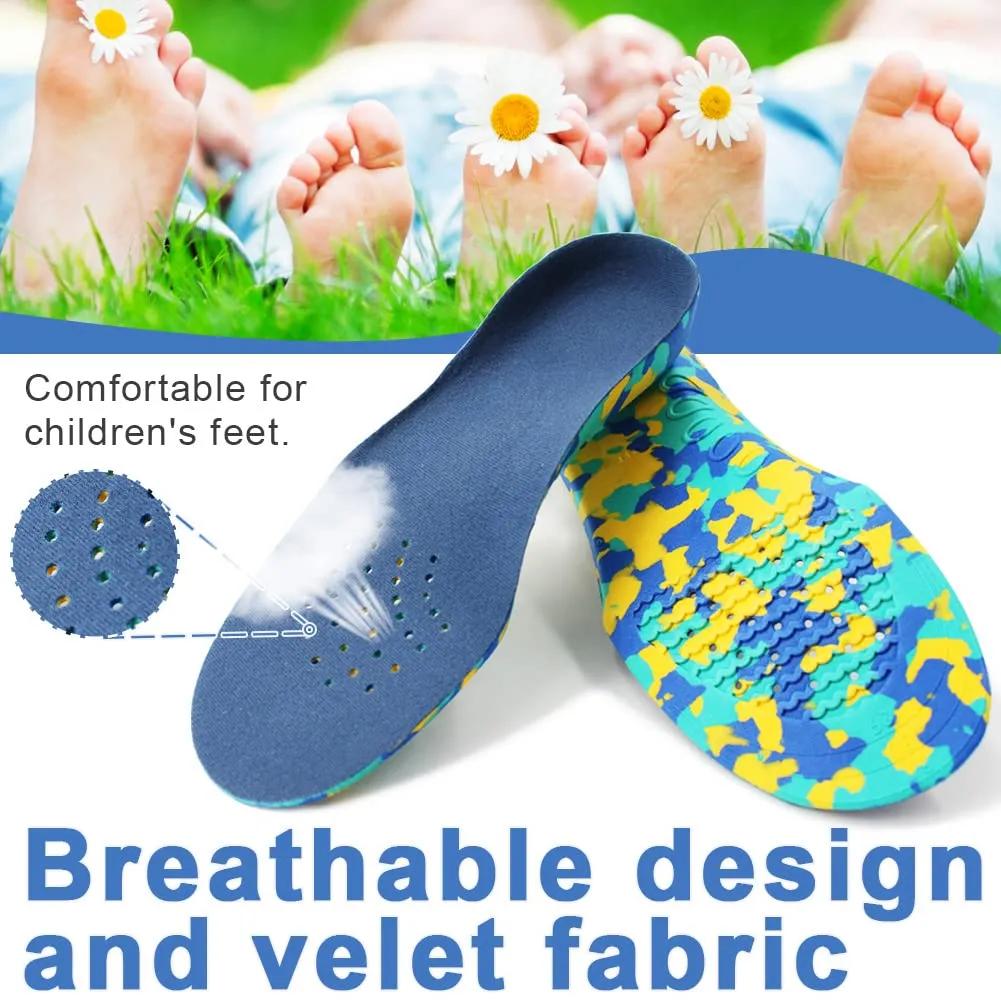 Ailaka Kids Orthotic Cushioning Arch Support Shoe Insoles, Children EVA Foam Inserts for Flat Feet, Plantar Fasciitis 2.5-5.5 M US Little Kid