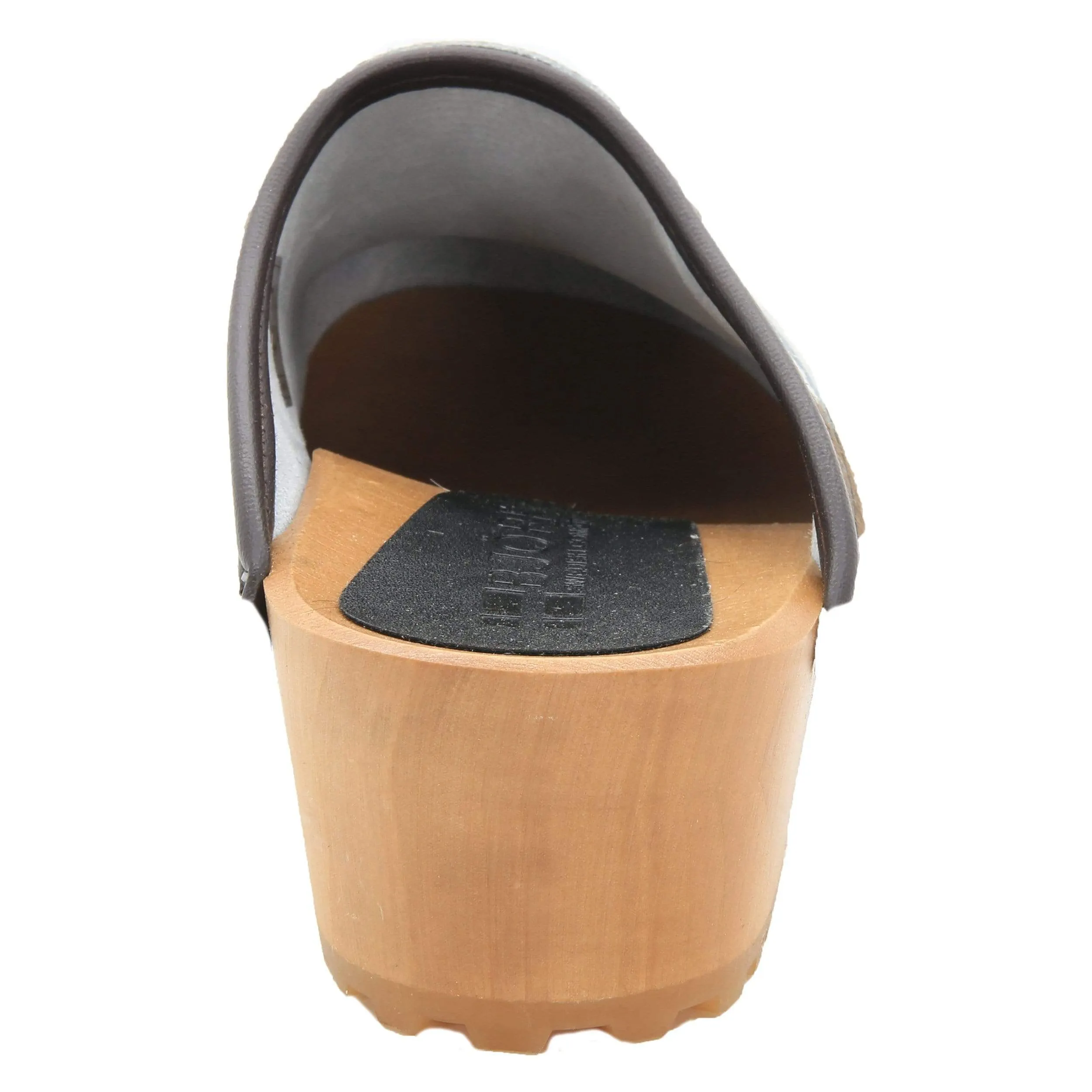 BJORK Safari Wood Open Back Brown Cow Leather Clogs - CLOSEOUT