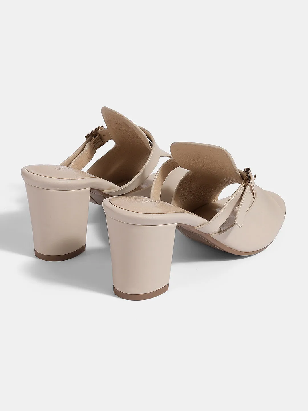 Block Heel Open-Toe Mules