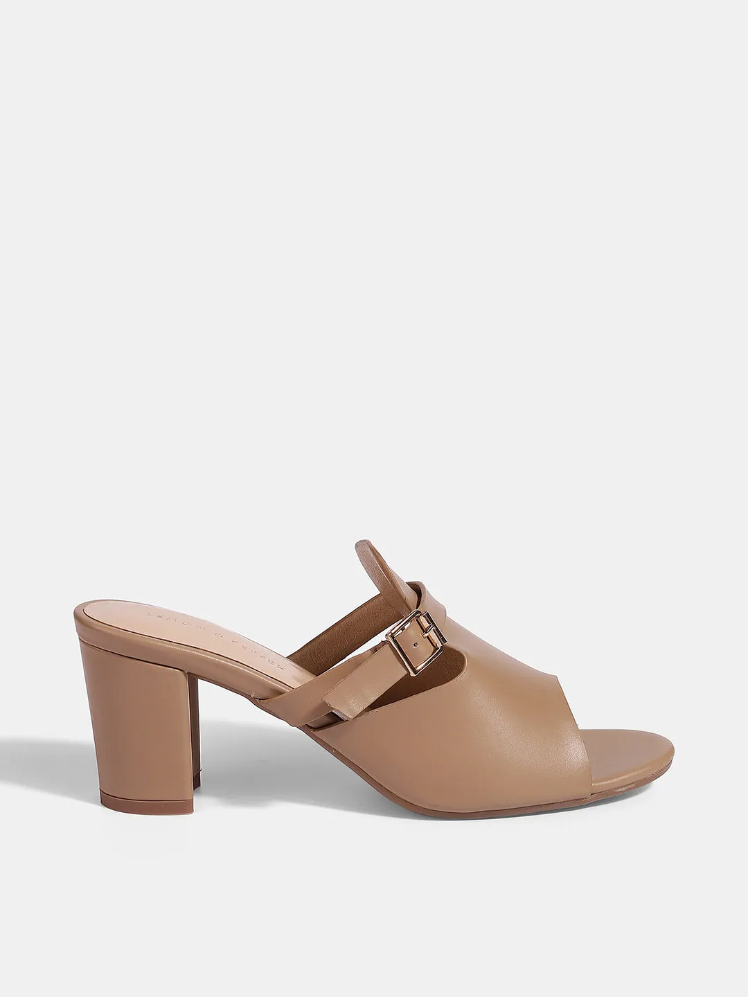Block Heel Open-Toe Mules