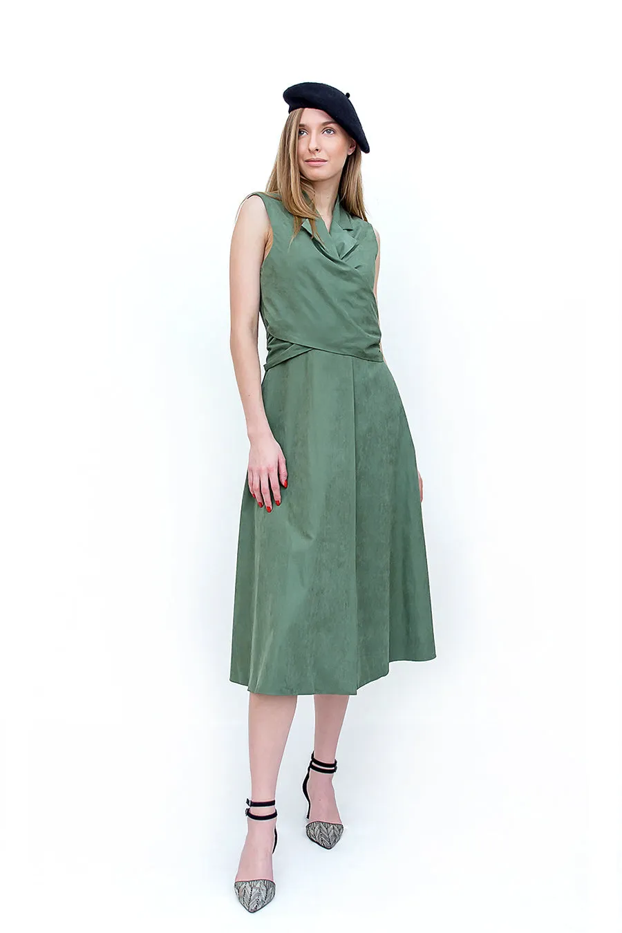 f by Faina Khaki Green Wrap Dress