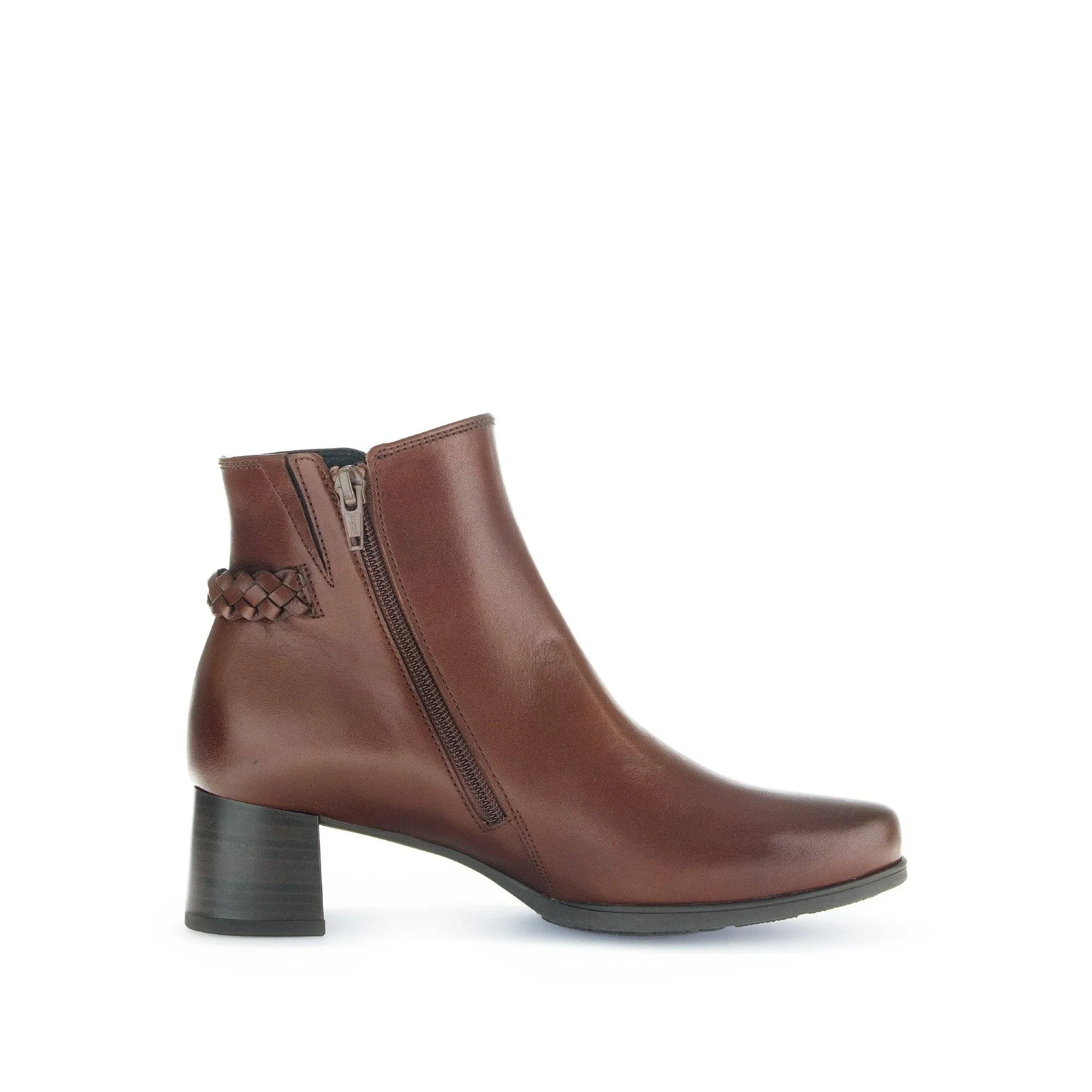 Gabor Kathleen 52.822.63 Ladies Brown Wide Leather Side Zip Ankle Boots