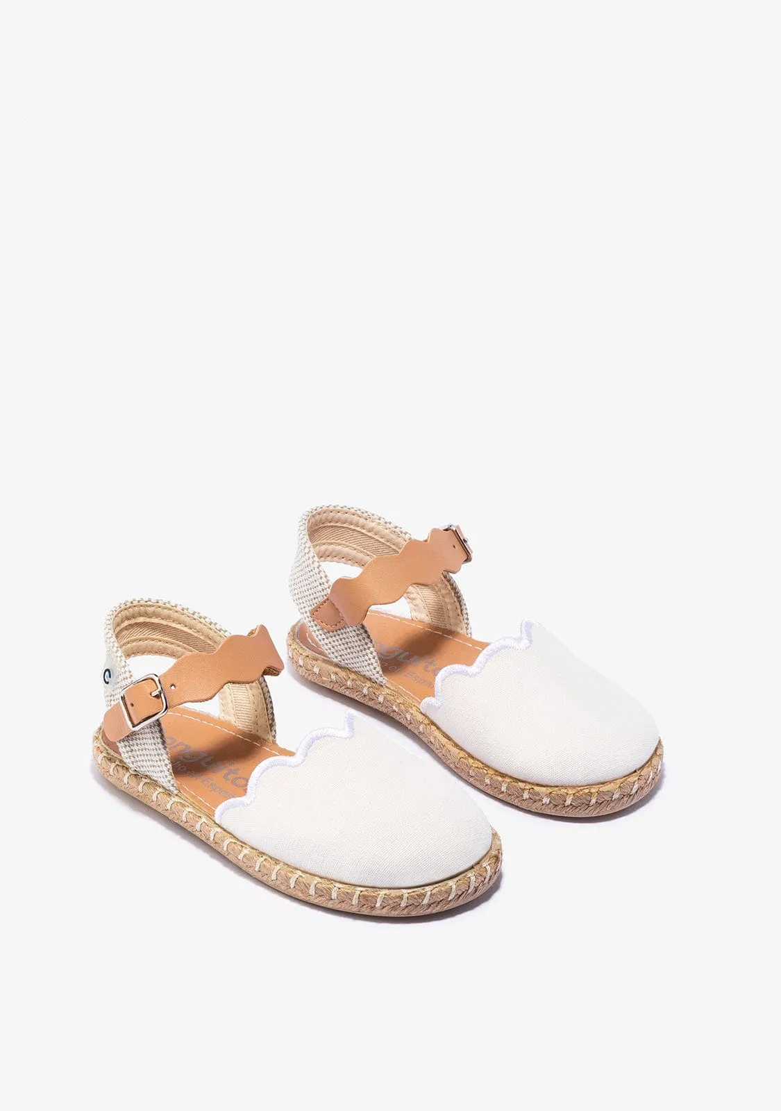 Girl's White Buckle Espadrilles