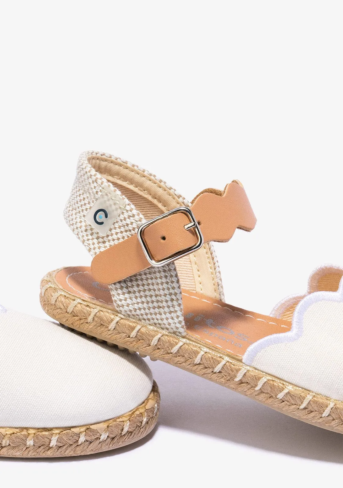 Girl's White Buckle Espadrilles