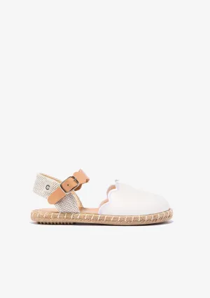 Girl's White Buckle Espadrilles