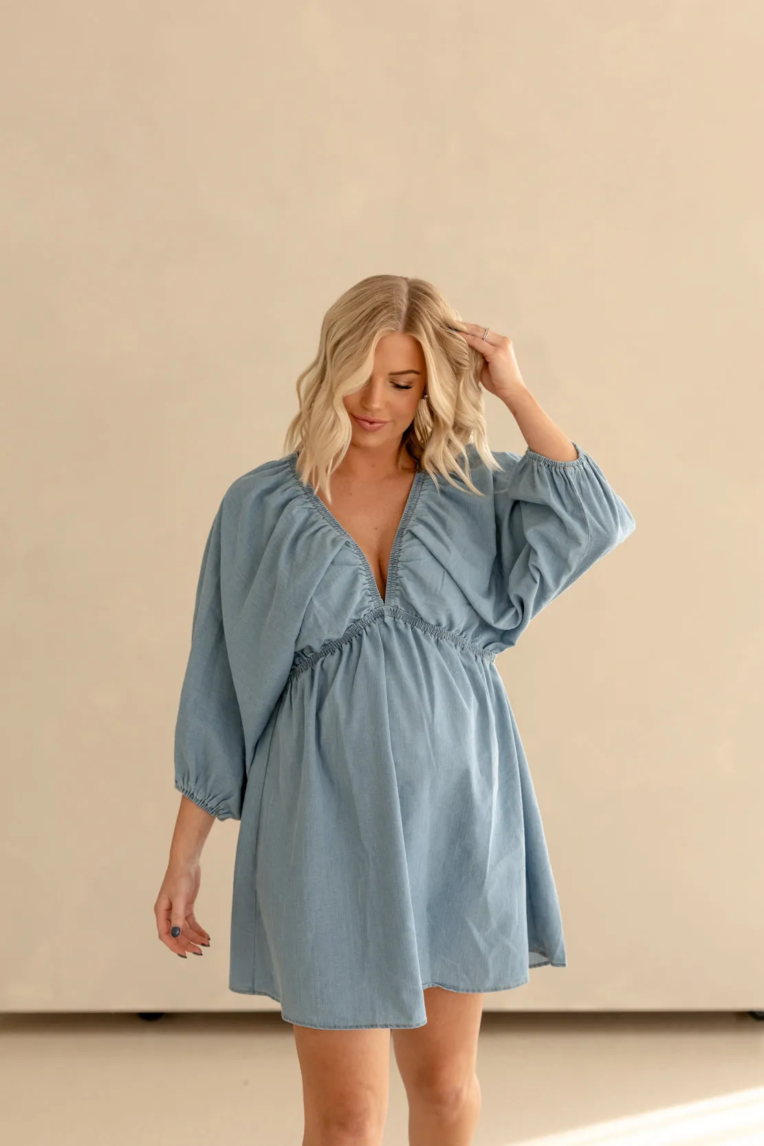 Journee Woven Mini Dress | Light Denim