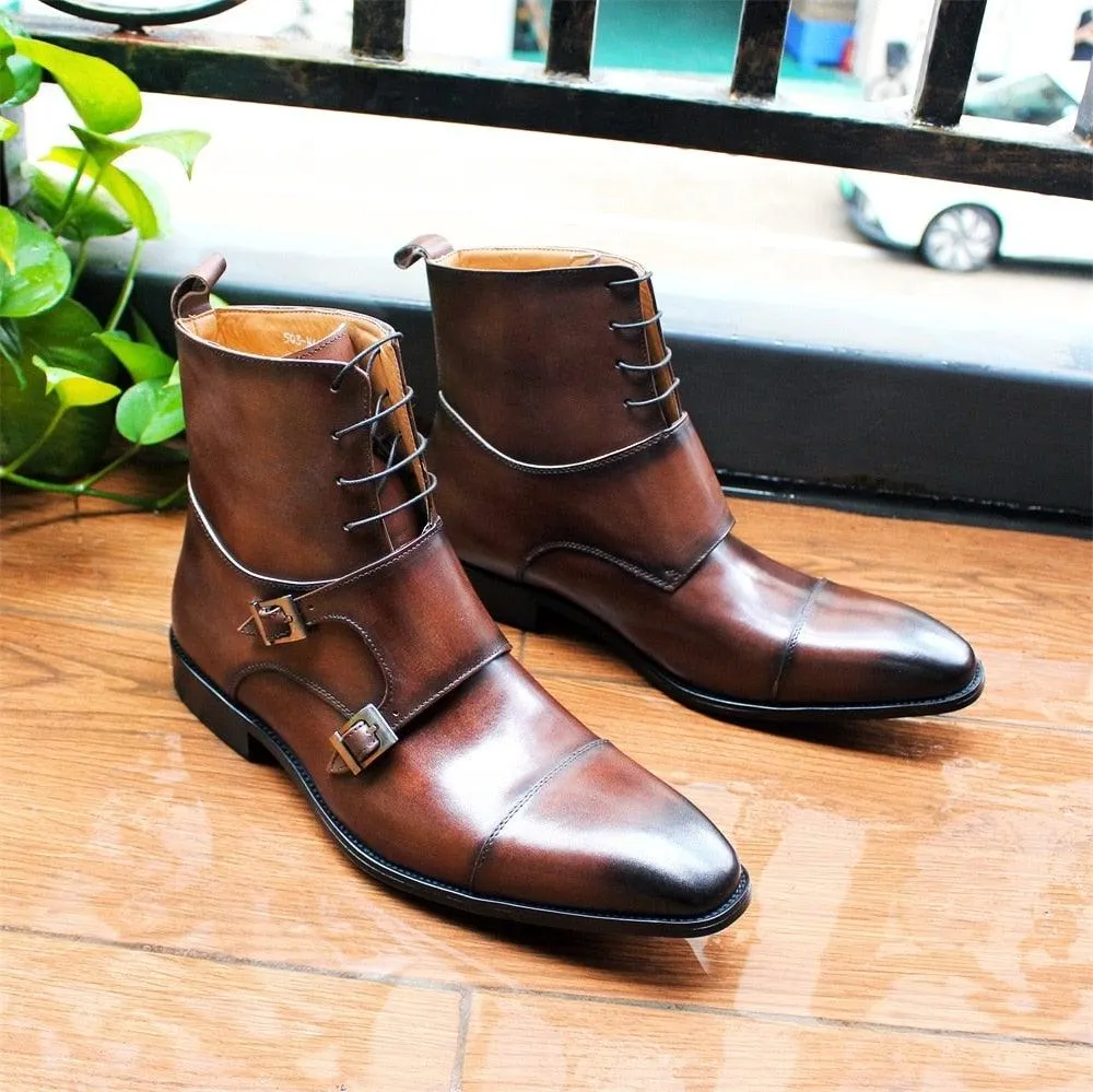 Men's British Genuine Calfskin Leather Cowboy Boots