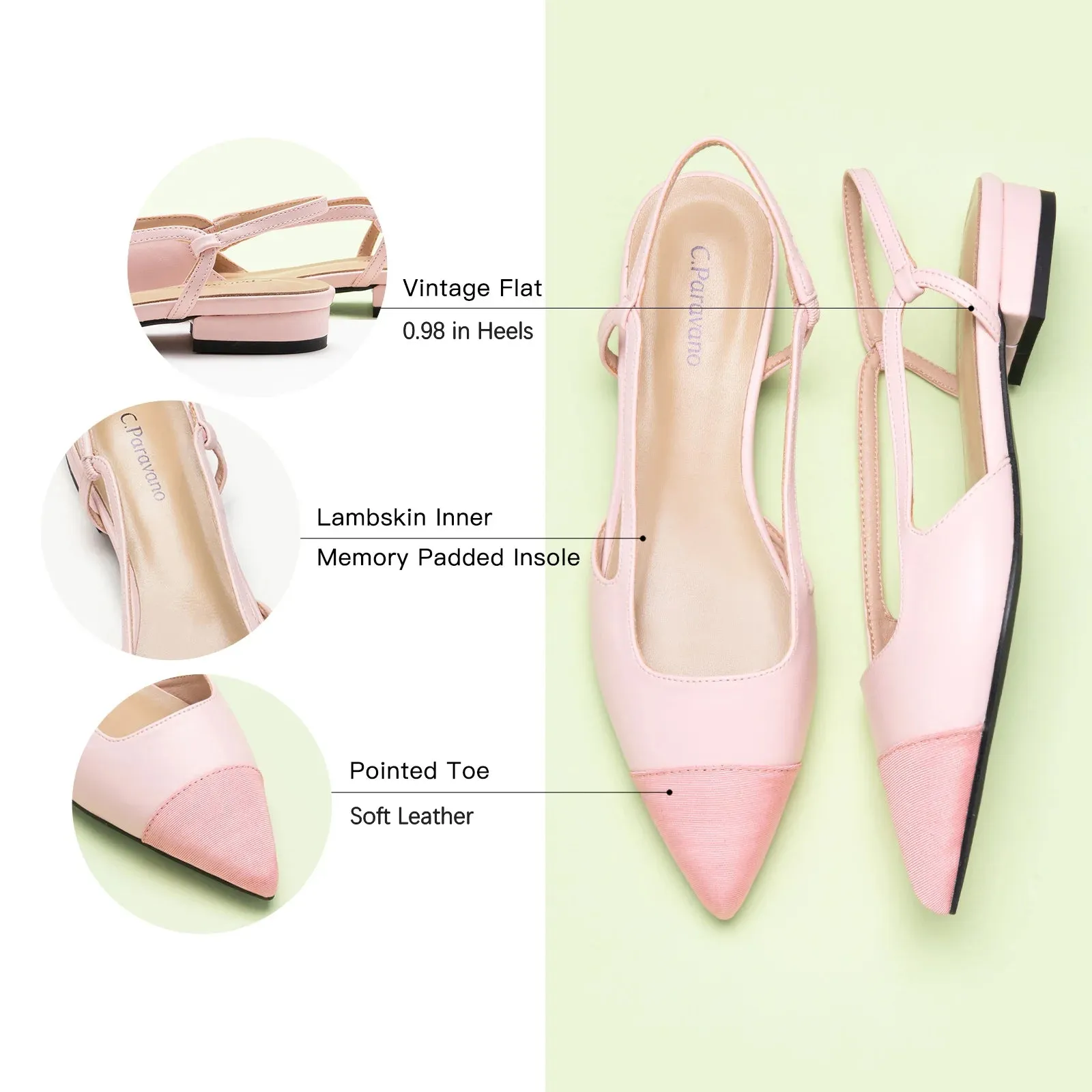 Pointed Toe Elegant Slingback Flats