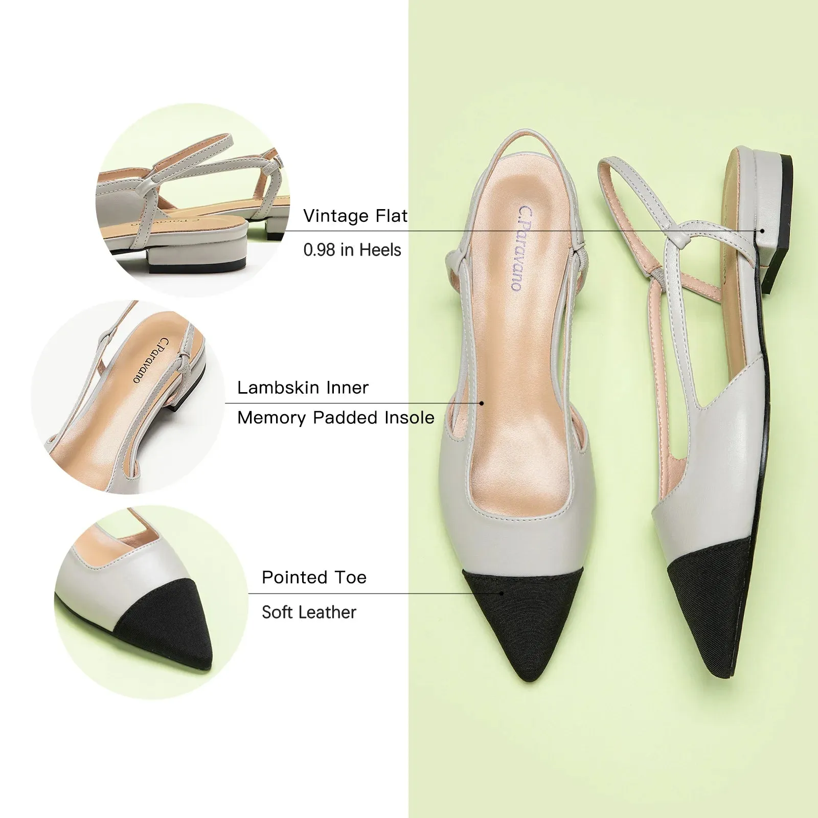 Pointed Toe Elegant Slingback Flats