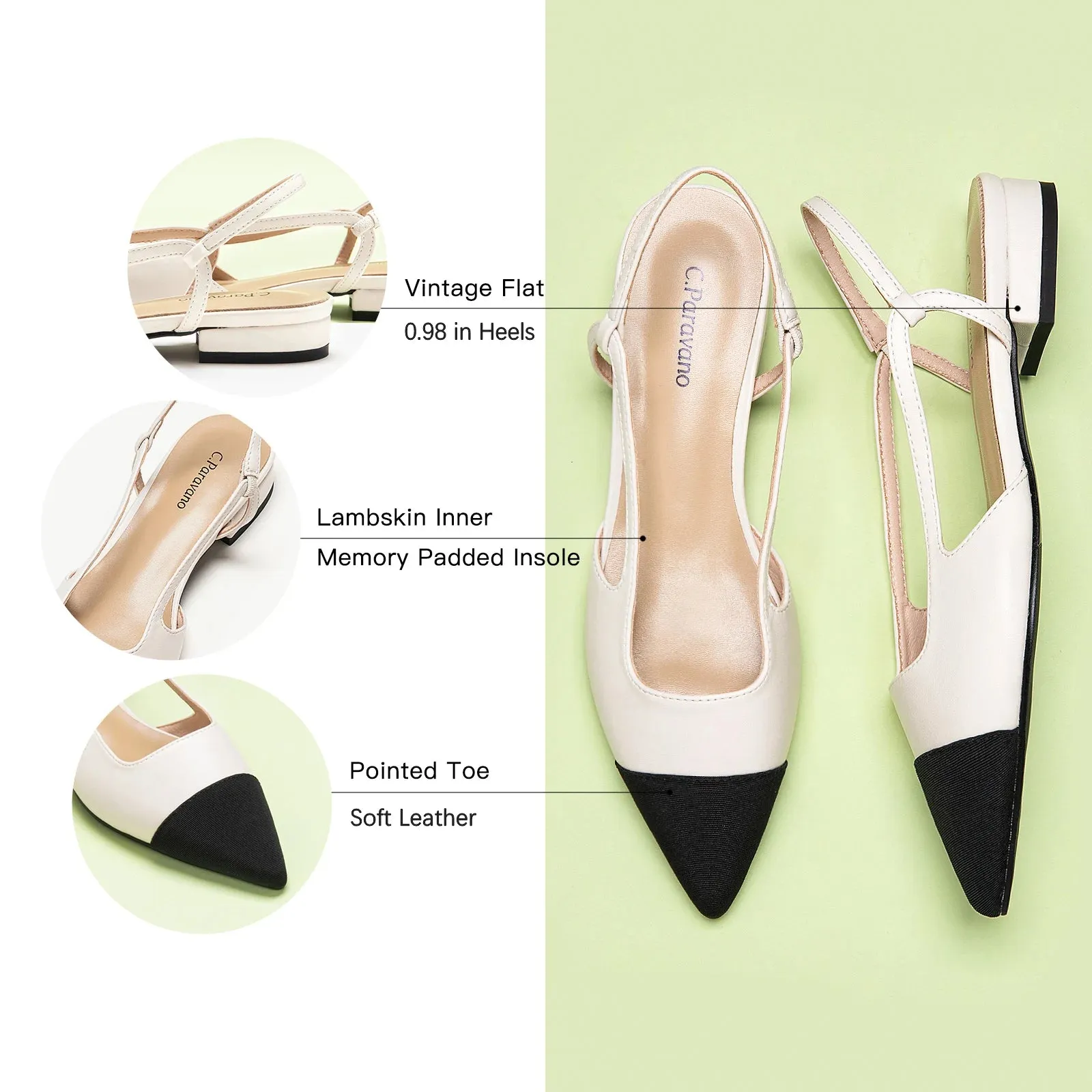 Pointed Toe Elegant Slingback Flats