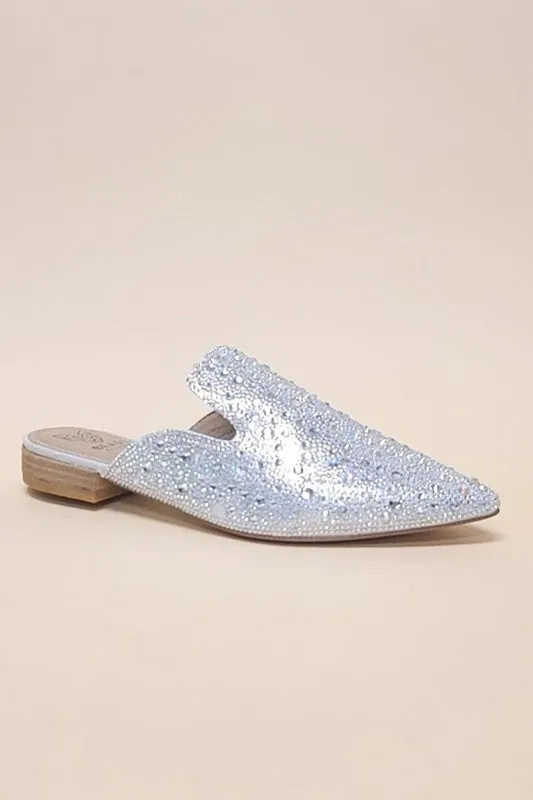 POINTED TOE SLIP ON MULE FLATS