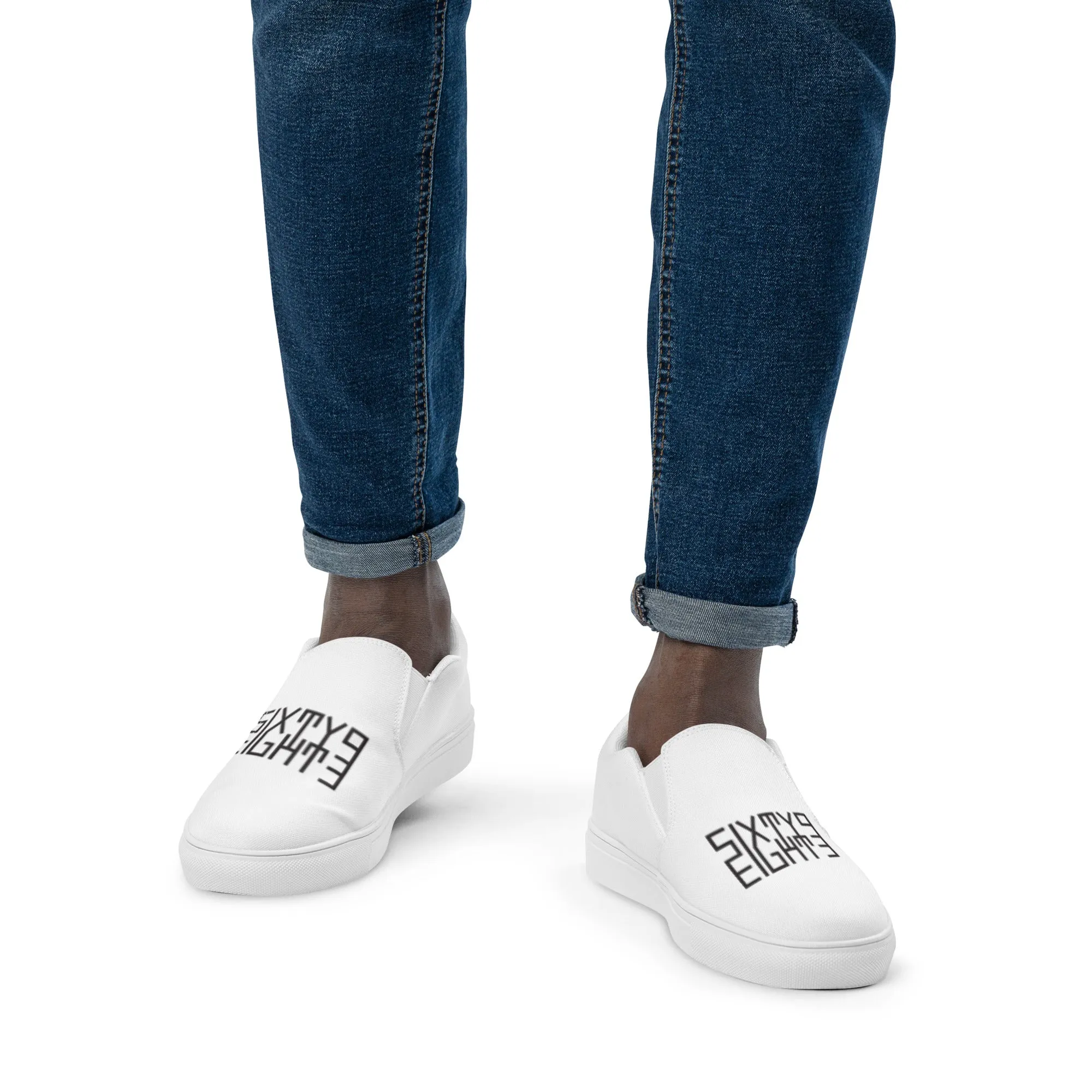 Sixty Eight 93 Logo Black & White Men’s Slip On Shoes