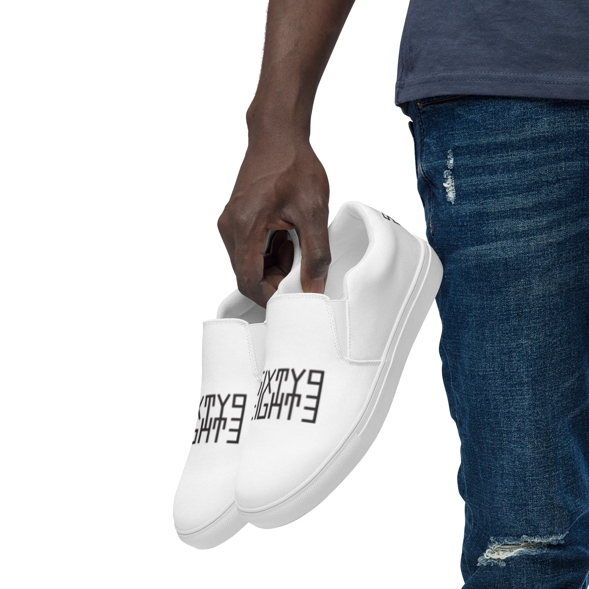 Sixty Eight 93 Logo Black & White Men’s Slip On Shoes