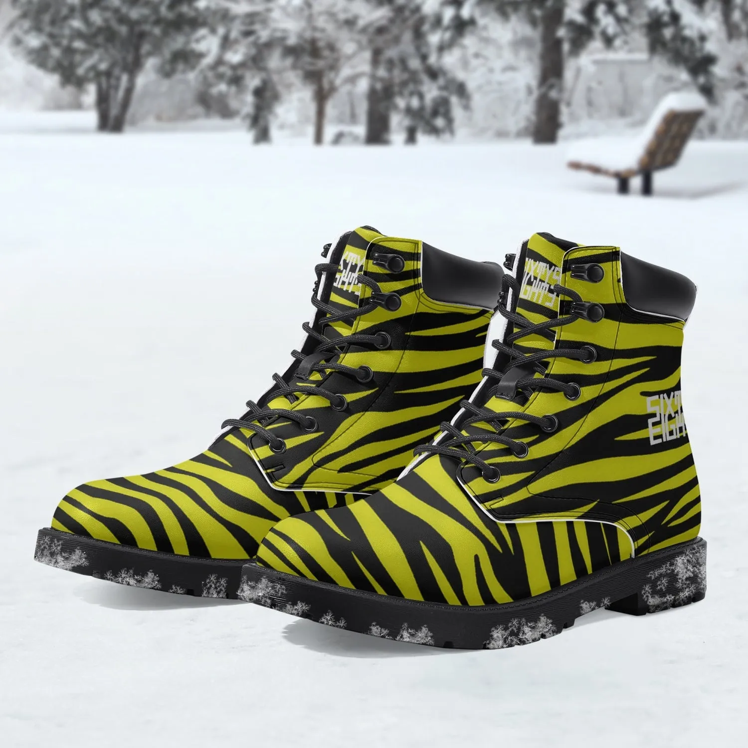 Sixty Eight 93 Logo White Zebra Black Lemonade Leather Boots