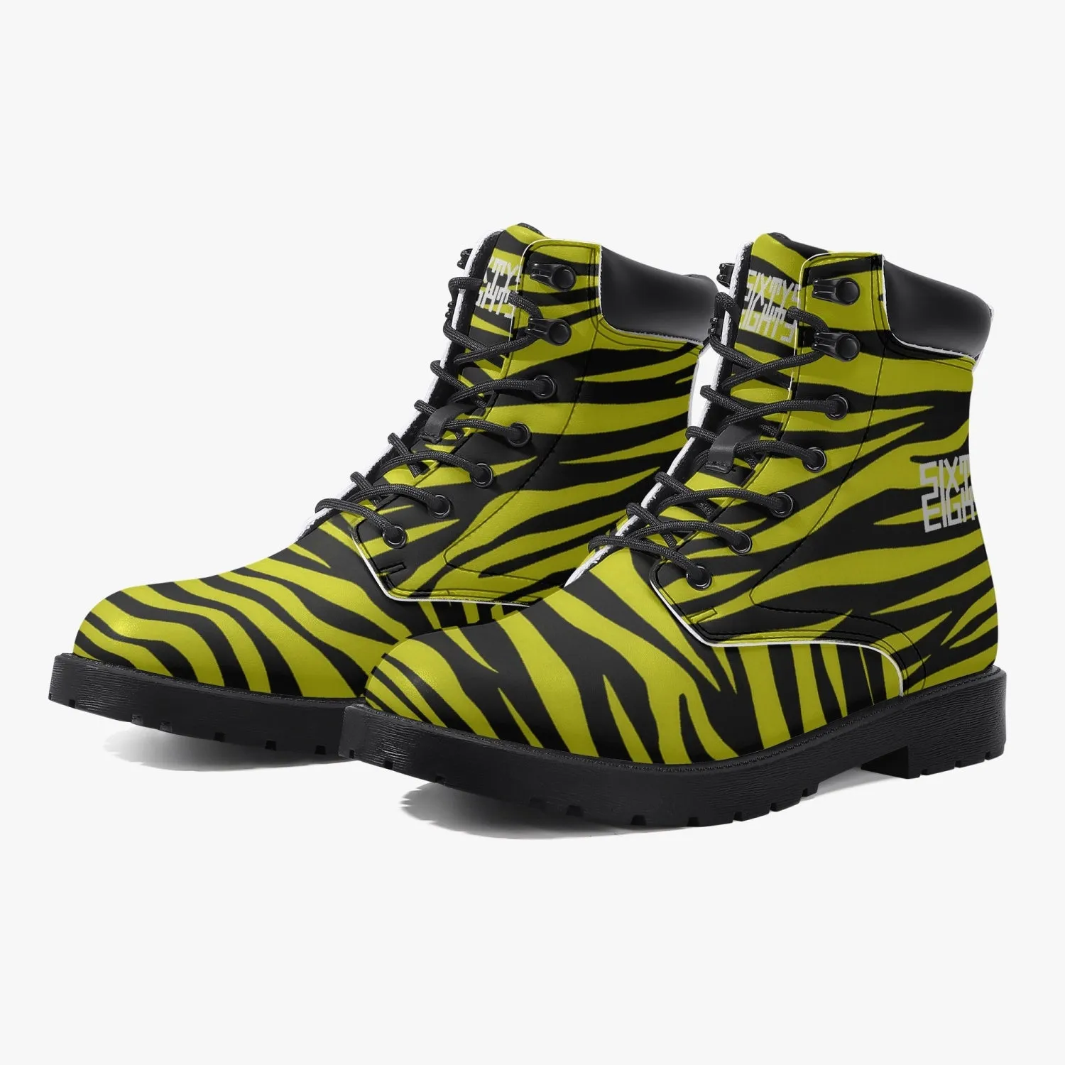 Sixty Eight 93 Logo White Zebra Black Lemonade Leather Boots