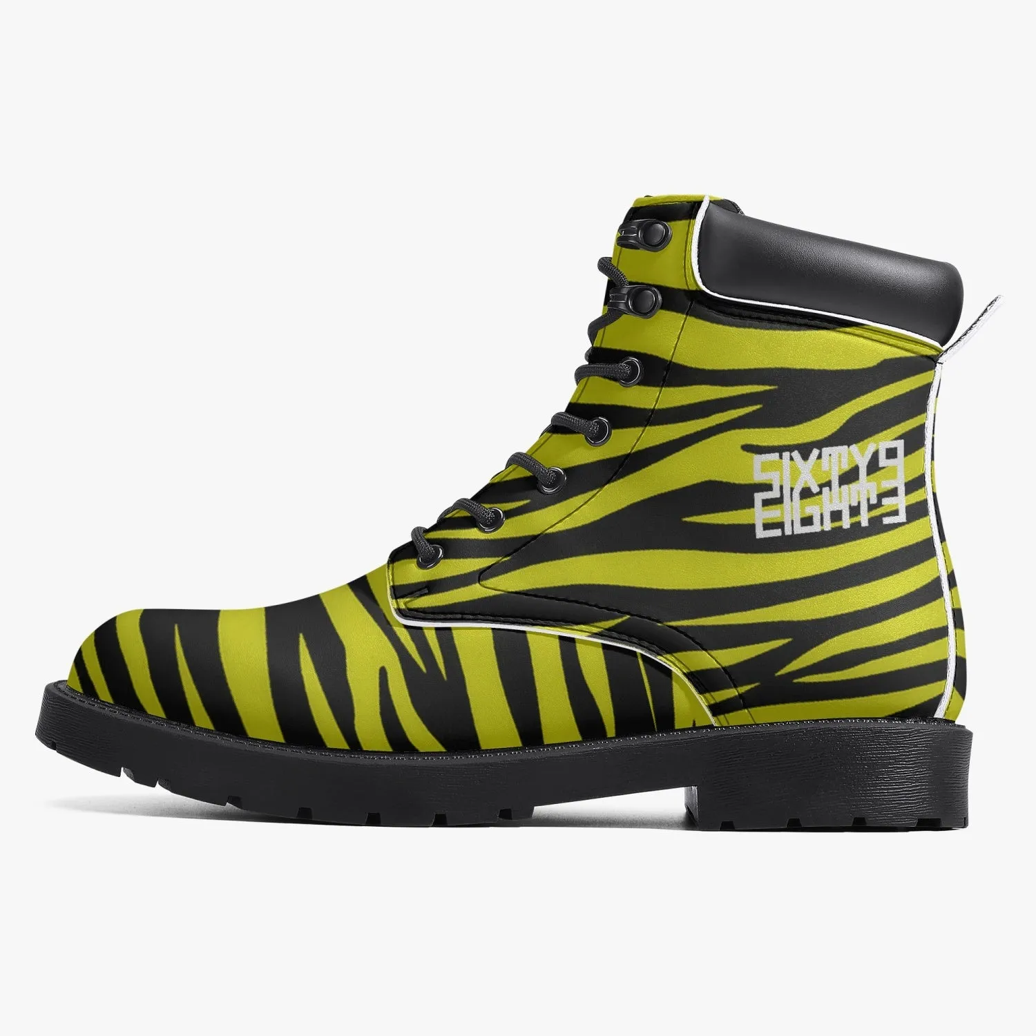 Sixty Eight 93 Logo White Zebra Black Lemonade Leather Boots