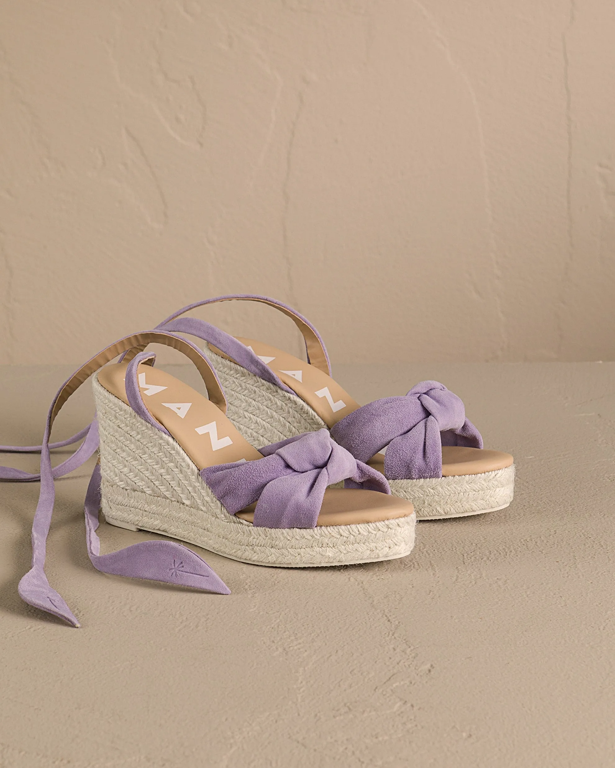 Soft Suede Wedge Espadrilles With Knot - W13WS - Hamptons Wisteria Lilac