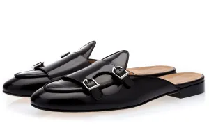 TANGERINE 7 BRUSHED BLACK MULES