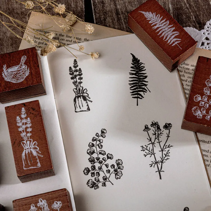Traditional Chinese Herb Wooden Rubber Stamp