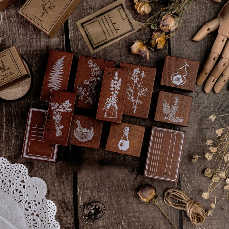 Traditional Chinese Herb Wooden Rubber Stamp
