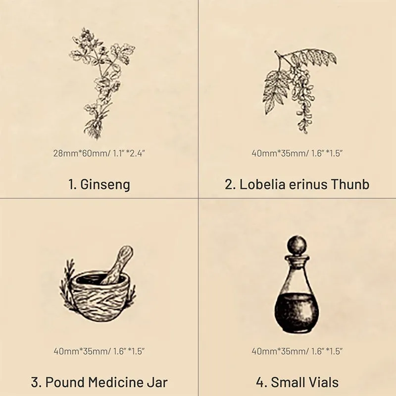 Traditional Chinese Herb Wooden Rubber Stamp