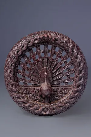 Traditional Handmade Wooden Peacock and serpent Window