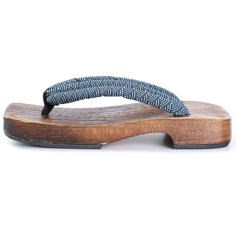 Traditional Japanese Geta Sandals with Patterned Straps