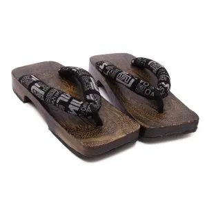 Traditional Japanese Geta Sandals with Patterned Straps