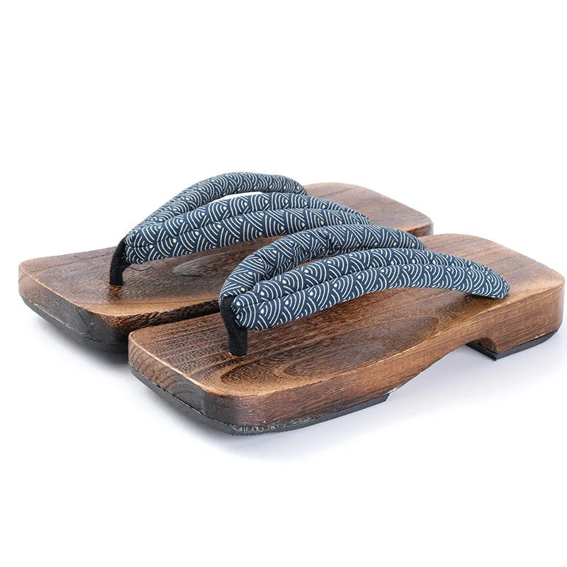 Traditional Japanese Geta Sandals with Patterned Straps