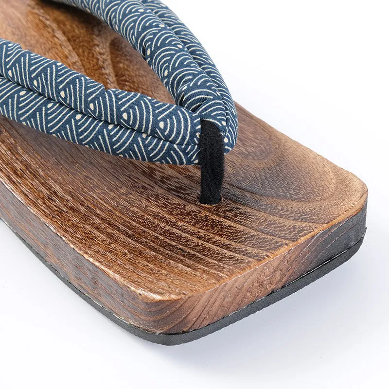Traditional Japanese Geta Sandals with Patterned Straps