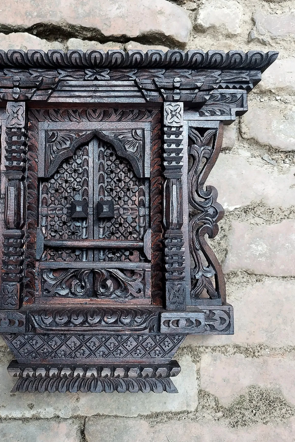 Traditional Newari Wooden Kumari Window