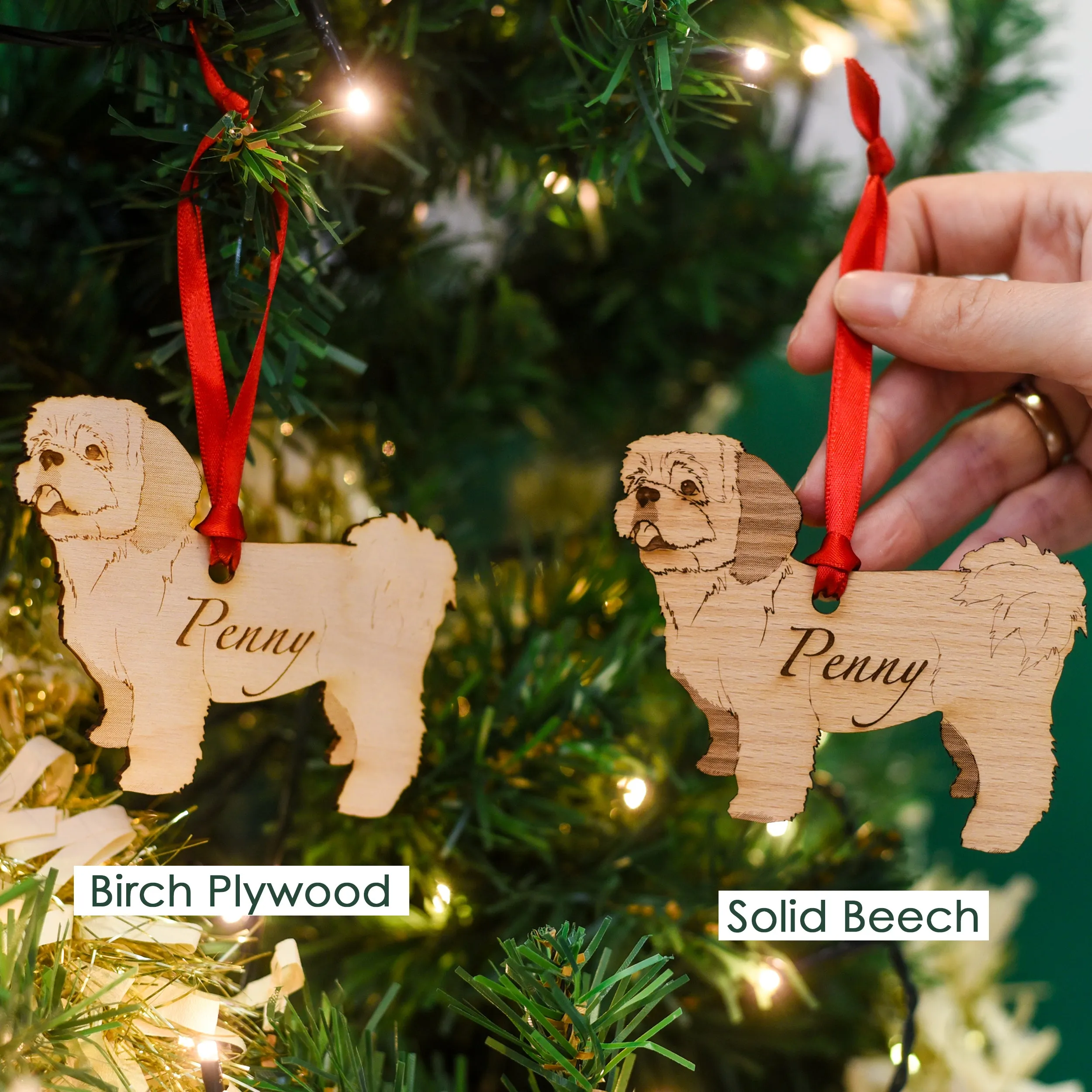 Traditional Wooden Dog Breed Christmas Decoration Personalised