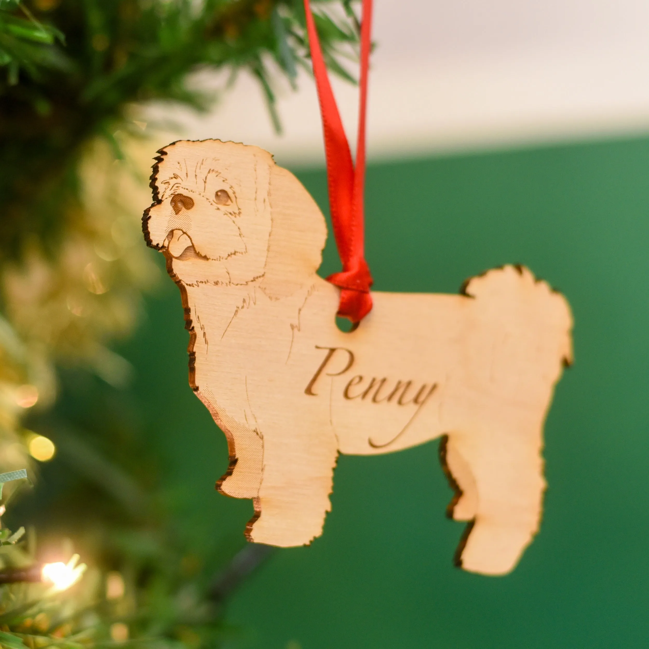 Traditional Wooden Dog Breed Christmas Decoration Personalised