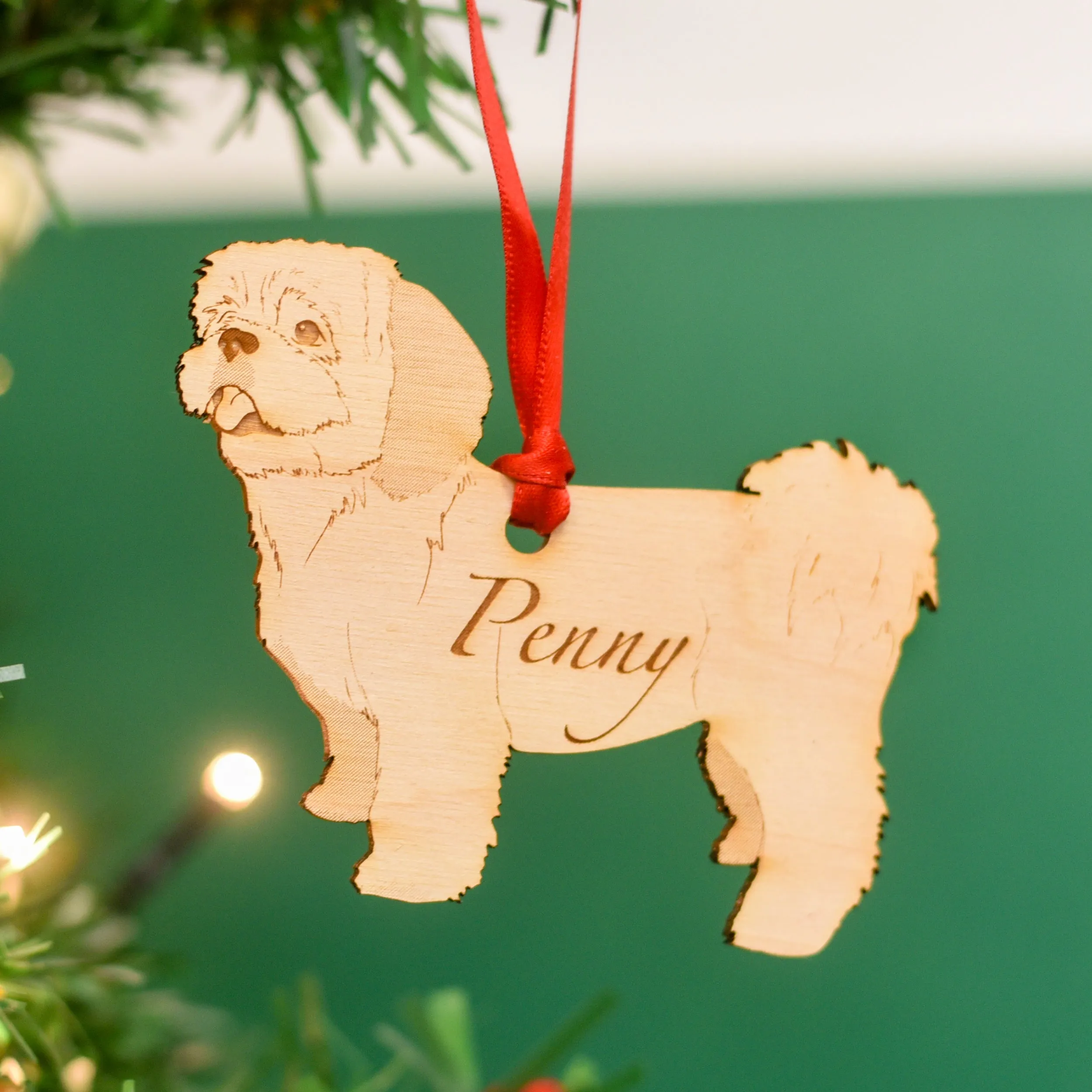 Traditional Wooden Dog Breed Christmas Decoration Personalised