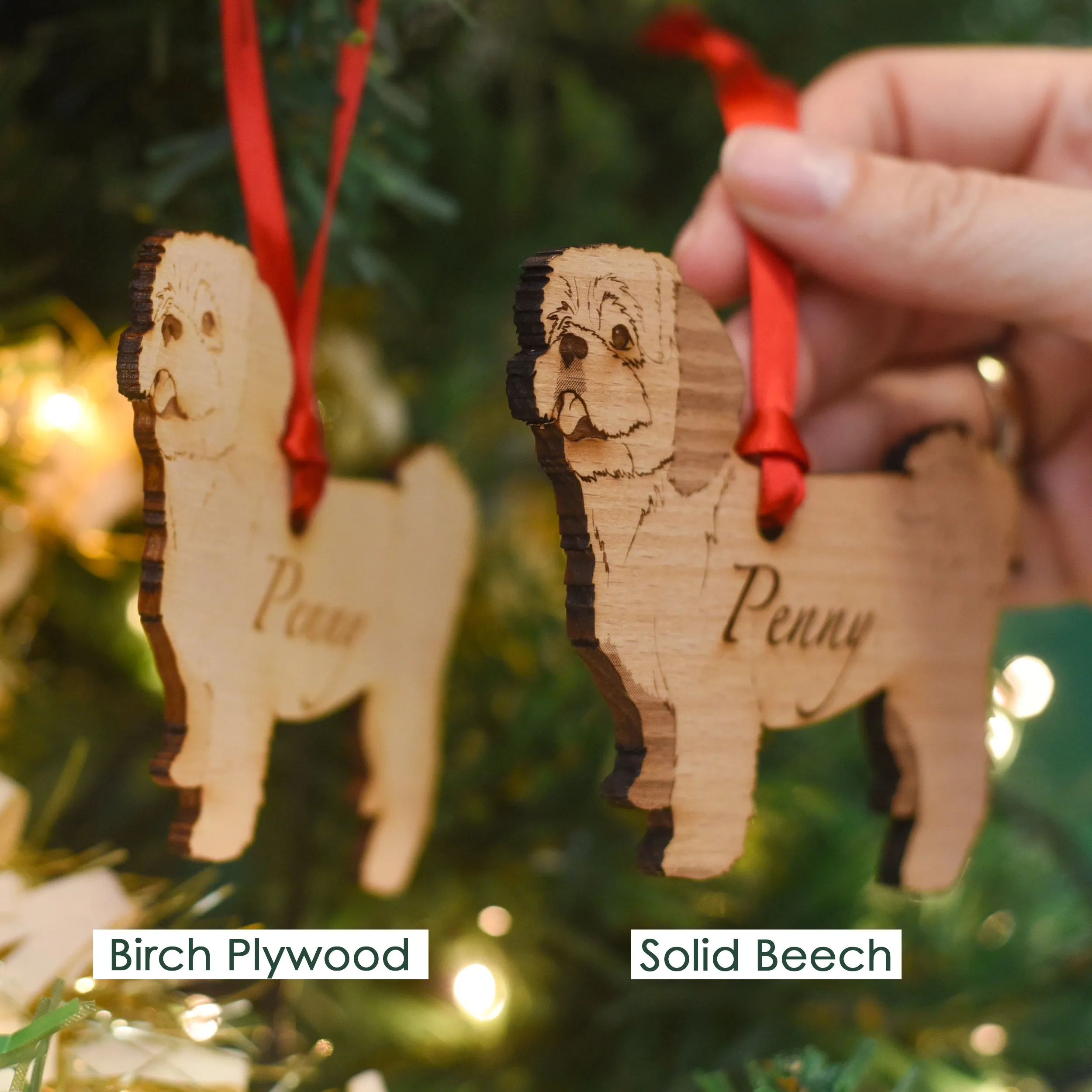 Traditional Wooden Dog Breed Christmas Decoration Personalised
