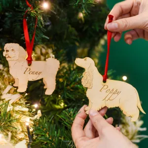 Traditional Wooden Dog Breed Christmas Decoration Personalised