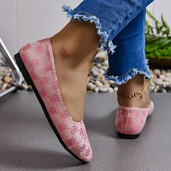 Women's Fashionable Soft Sole Pointed Toe Printed Flats 16668648S