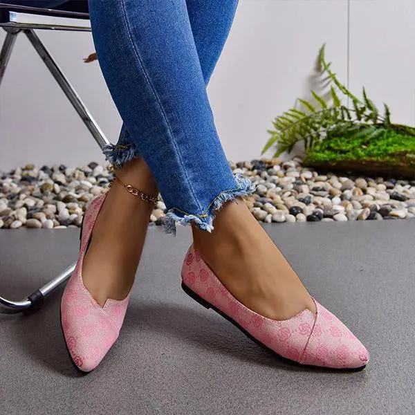 Women's Fashionable Soft Sole Pointed Toe Printed Flats 16668648S