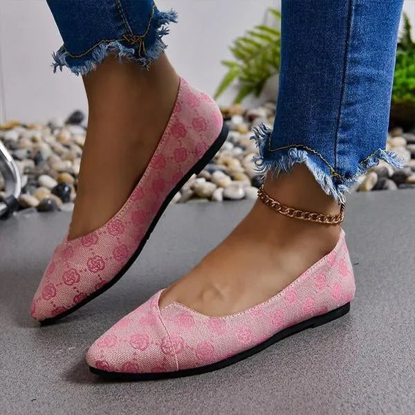 Women's Fashionable Soft Sole Pointed Toe Printed Flats 16668648S
