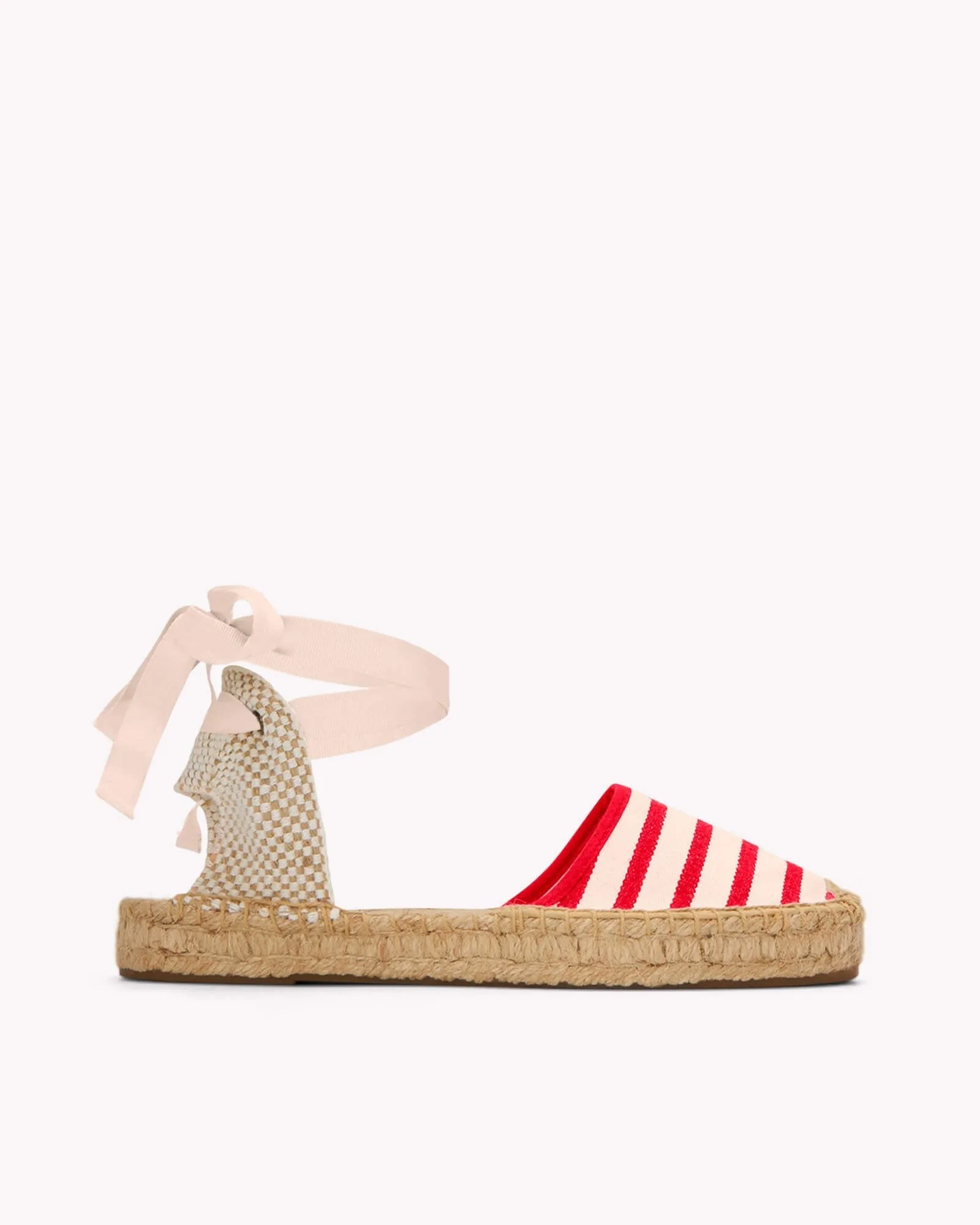Womens_Espadrilles_The Lauren Lace Up_Woven Stripes_Classic - Ivory - Red