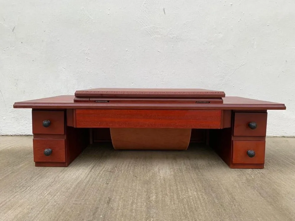 Wooden Table for Traditional Treadle Sewing Machine (Foldable). 5 drawer sewing machine table, with option for onsite installation. Rosewood matt finishing Wooden Table