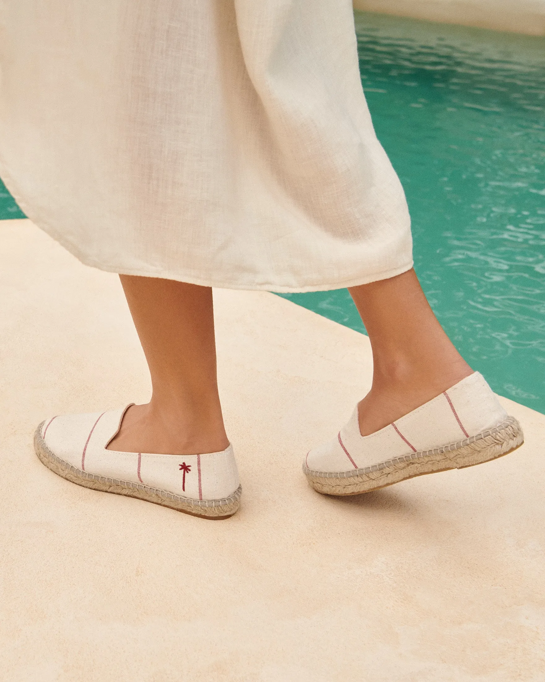 Woven Canvas Espadrilles - G00N0 - Portofino Red Micro Stripes On Beige